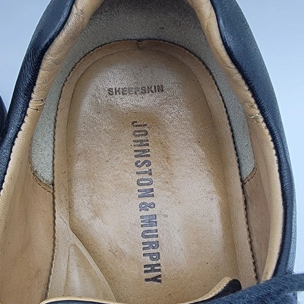 EUC Johnston & Murphey‎ Men's Black Leather Dress Shoes SIZE 10.5 Wide. #1602